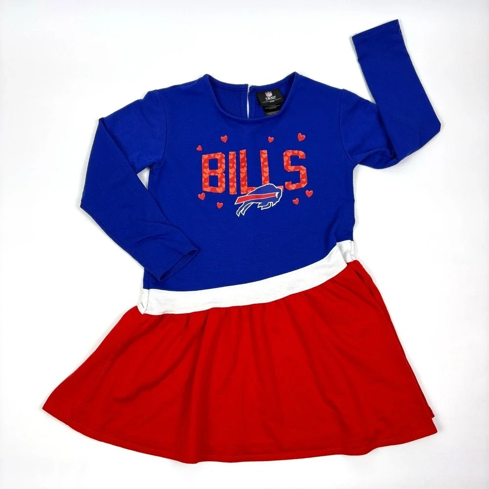 NFL Team Apparel KIDS Buffalo Bills‎ Dress Girls Sz L 6X Red White Blue Football